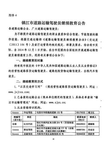 鎮(zhèn)江市關(guān)于印發(fā)《關(guān)于開(kāi)展道路運(yùn)輸駕駛員繼續(xù)教育工作的實(shí)施方案》的通知10