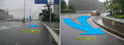 ▲圖：通惠河北路路面雨水匯集示意圖、建國門橋西南匝道路面雨水匯集示意圖